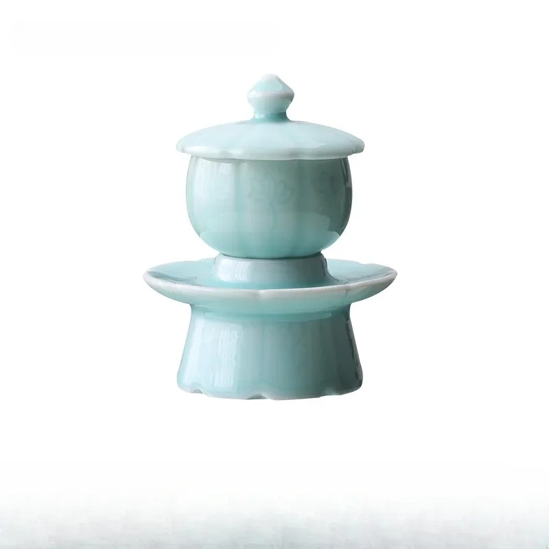 Celadon Ceramic Cup - Celadon-Becher mit Weihwasser, Keramik-Buddha-Becher, buddhistische Utensilien
