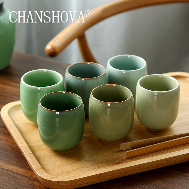 Celadon Ceramic Cup - CHANSHOVA-Teetassen-Set aus Porzellan, traditioneller chinesischer Stil,