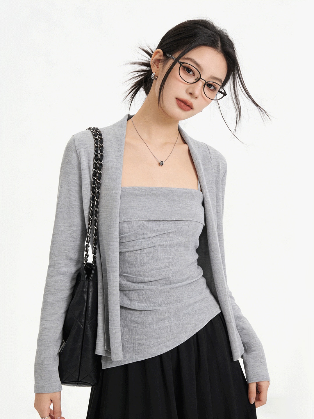 Korean Lifestyle & Kids Boutique - Lush Life Hautfreundlicher Kurzer Strick-Cardigan Schlankmachendes