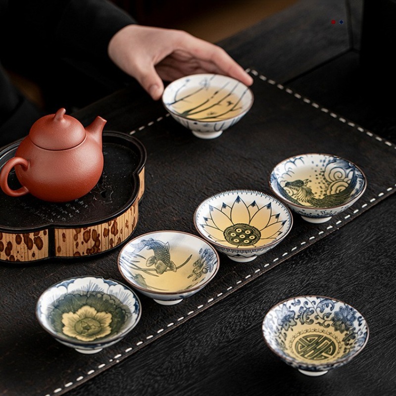 10 Stück/Box Blau-Weiße Porzel – Celadon Ceramic Cup Bewertung und Preis